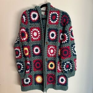 Colorful Crochet Cardigan Sweater size M-L